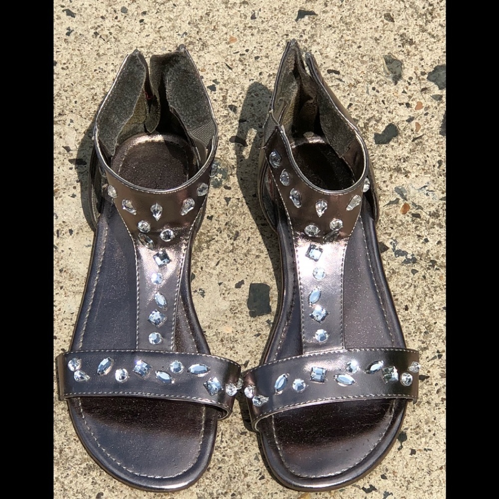 Tahari Metallic Rhinestone Flats